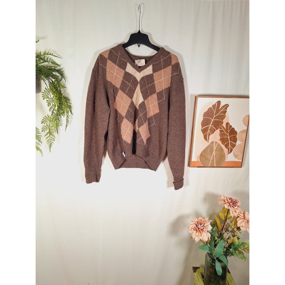 Lord Jeff Men's Lambswool Winter Sweater Brown, Tan Large
